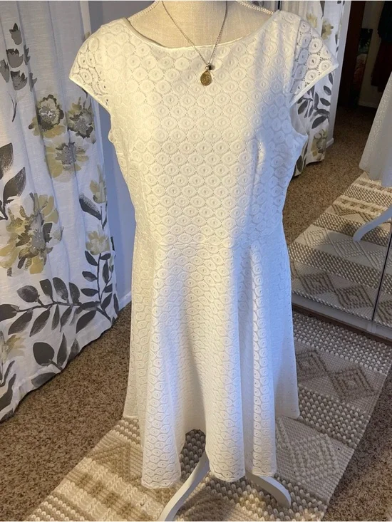 Anne Klein White Eyelet Midi Dress - Picture 2 of 9